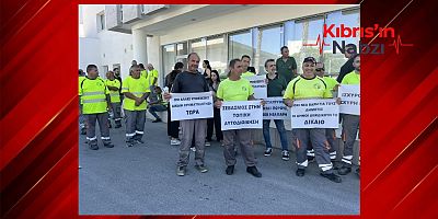 GÜNEY KIBRIS'TA BELEDİYELER 3 SAATLİK UYARI GREVİ YAPTI