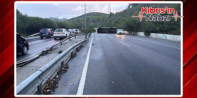 GİRNE-LEFKOŞA ANA YOLUNDA OTOBÜS DEVRİLDİ